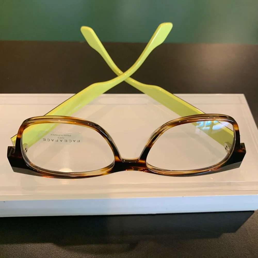 FACE A FACE JAMES 1 Col. 1199 Tortoise & Green. 53mm Square Eyeglasses